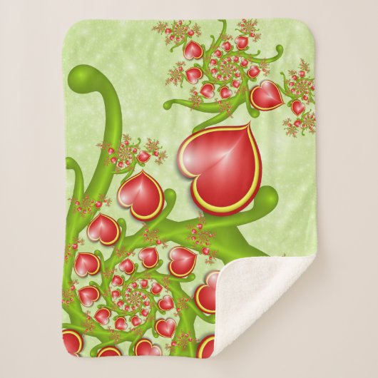 Mit viel Liebe Rot Gelbe Herzen Fraktal Kunst Sherpadecke (Vorderseite)