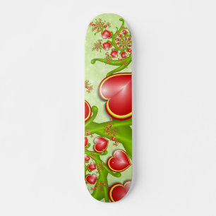 Mit viel Liebe Rot Gelbe Herzen Fraktal Kunst Skateboard