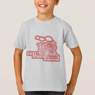 "Mit Volldampf voraus" Lok-Zug creme-rot Kinder T- T-Shirt