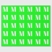 Mit w/Initial Letter, neon-grünes weißes Geschenk  Geschenkpapier (Flach)