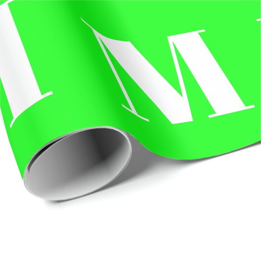 Mit w/Initial Letter, neon-grünes weißes Geschenk  Geschenkpapier (Rolleneckpunkt)
