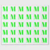 Mit w/Initial Letter, neon-grünes weißes Geschenk  Geschenkpapier (Flach)