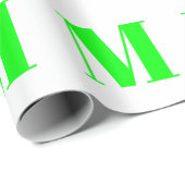 Mit w/Initial Letter, neon-grünes weißes Geschenk  Geschenkpapier (Rolleneckpunkt)