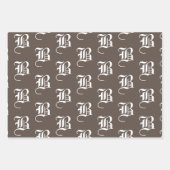 Mit w/Initial-Monogramm anpassen Letter-Brauntöne Geschenkpapier Set (Vorderseite 2)