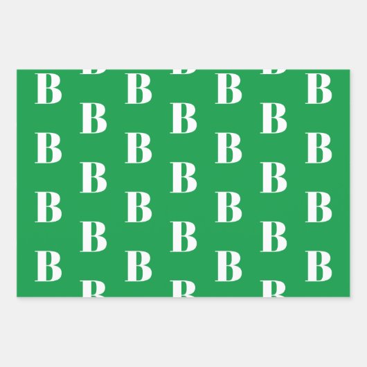 Mit w/Initial-Monogramm Buchstaben grün weiß anpas Geschenkpapier Set (Vorderseite 2)