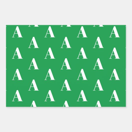 Mit w/Initial-Monogramm Buchstaben grün weiß anpas Geschenkpapier Set (Vorderseite)