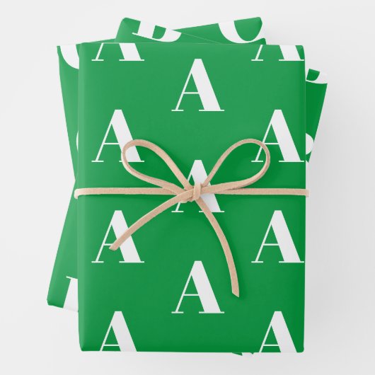 Mit w/Initial-Monogramm Buchstaben grün weiß anpas Geschenkpapier Set (Beispiel)
