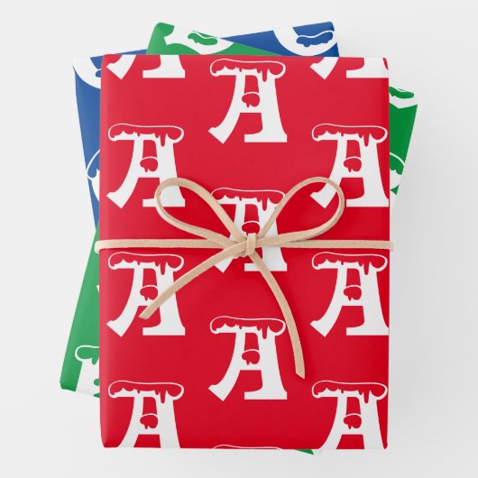 Mit w/Initial Monogramm Buchstaben Rot Blau anpass Geschenkpapier Set (Beispiel)