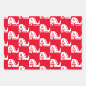 Mit w/Initial Monogramm Buchstaben Rot Blau anpass Geschenkpapier Set (Vorderseite)