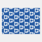 Mit w/Initial Monogramm Buchstaben Rot Blau anpass Geschenkpapier Set (Vorderseite 3)