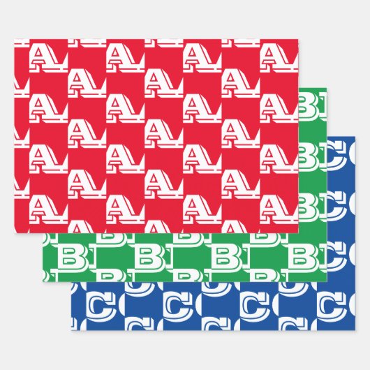 Mit w/Initial Monogramm Buchstaben Rot Blau anpass Geschenkpapier Set (Set)