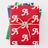 Mit w/Initial Monogramm Buchstaben Rot Blau anpass Geschenkpapier Set (Beispiel)