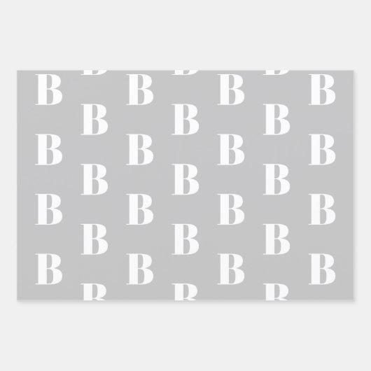 Mit w/Initial-Monogramm-Letter-Graustufen anpassen Geschenkpapier Set (Vorderseite 2)