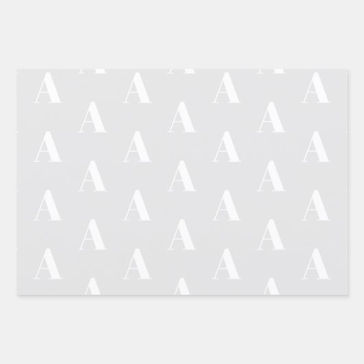 Mit w/Initial-Monogramm-Letter-Graustufen anpassen Geschenkpapier Set (Vorderseite)