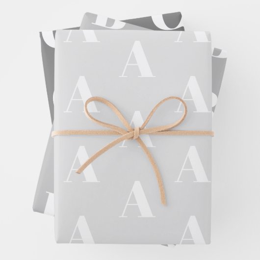 Mit w/Initial-Monogramm-Letter-Graustufen anpassen Geschenkpapier Set (Beispiel)