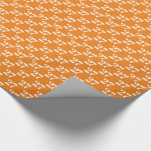 Mit w/Initial, Weißbuchstaben, Zahlenorange anpass Geschenkpapier (Ecke)