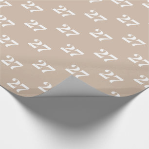 Mit w/Initial, White Letter, Number Beige anpassen Geschenkpapier