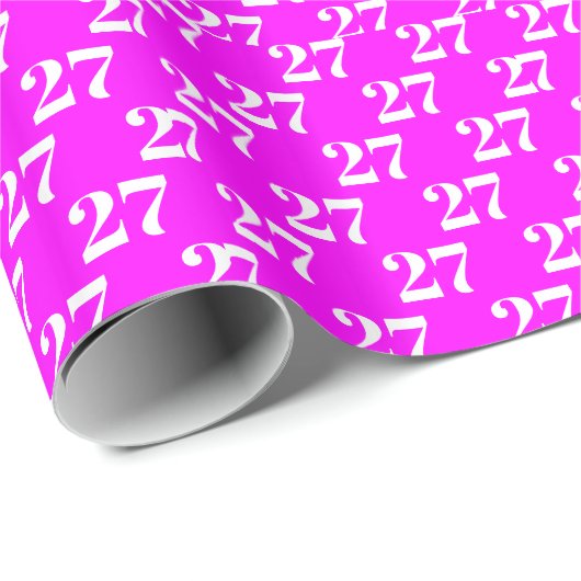 Mit w/Initial, White Letter, Number magenta anpass Geschenkpapier (Rolleneckpunkt)