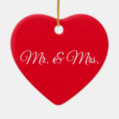 Mit w/Initials Paar rot in Monogramm anpassen Keramik Ornament (Hinten)
