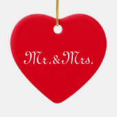 Mit w/Initials Paar rot in Monogramm anpassen Keramik Ornament (Hinten)