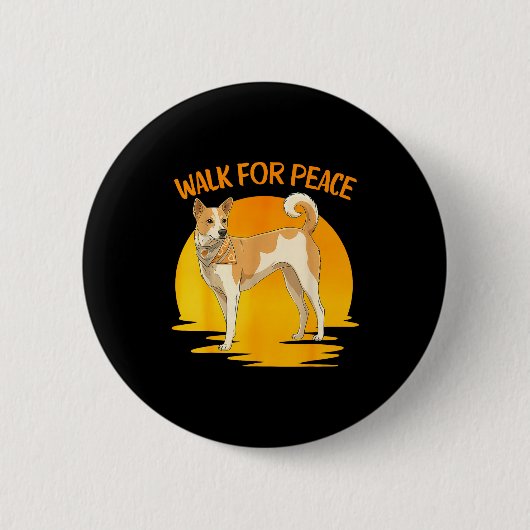 Mit Walk Peace Aloka Hund Minimalist Button (Vorderseite)