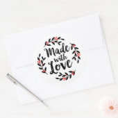 Mit Weihnachtskranz der Liebe gemacht Runder Aufkleber (Umschlag)