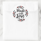 Mit Weihnachtskranz der Liebe gemacht Runder Aufkleber (Tasche)