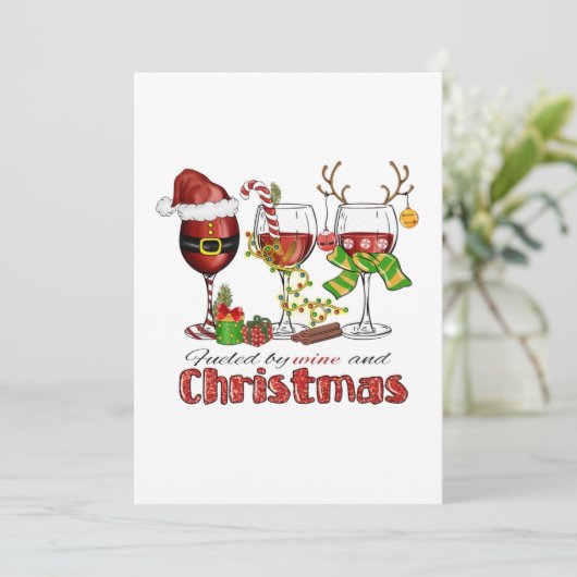 Mit Wein und Weihnachten gespeist Einladung (Stehend Vorderseite)