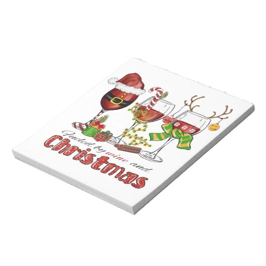 Mit Wein und Weihnachten gespeist Notizblock (Rotiert)