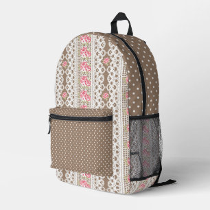 MIT WEISSER FLÄCHE GEBRACHT AUSSEHEN UND BLUME PIN BEDRUCKTER RUCKSACK