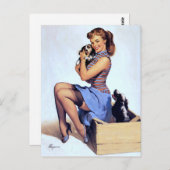 Mit Welpen Button auf Postkarte (Vorne/Hinten)