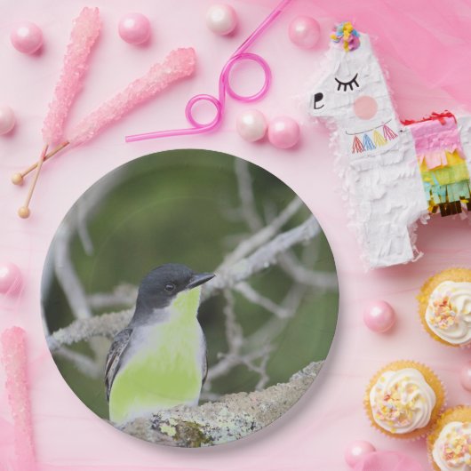 Mit wenig Vogel in Grüntönen Pappteller (Party)