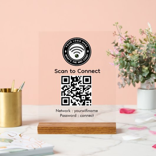 Mit Wi‑Fi QR-Code-Schild verbinden | Wi‑Fi  Acrylschild (Hochzeit)