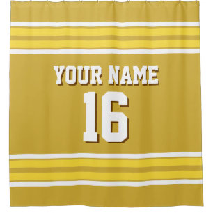 mit Yellow White Stripes Sports Jersey Duschvorhang