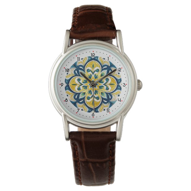 Mit Ziffern minty Azulejo Armbanduhr (Vorderseite)
