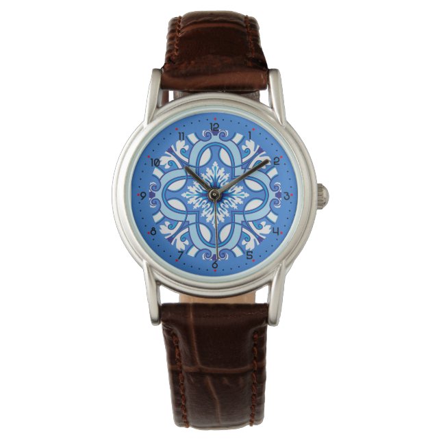 Mit Ziffern schöne Azure Blossom Armbanduhr (Vorderseite)