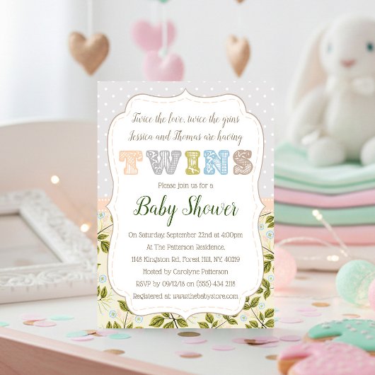 mit zwei neutralen Babyduschen Einladung