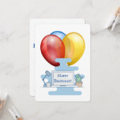 Mitarbeitende glücklich zum Geburtstag von Freunde Karte (Vorderseite/Rückseite Beispiel)