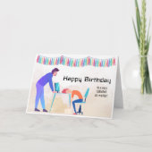Mitarbeitende-Schlaf am Schreibtisch Funny Birthda Karte (Vorderseite)