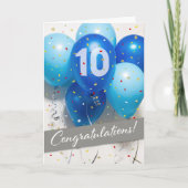 Mitarbeiter 10 Jahre Blue Balloons Karte (Vorderseite)
