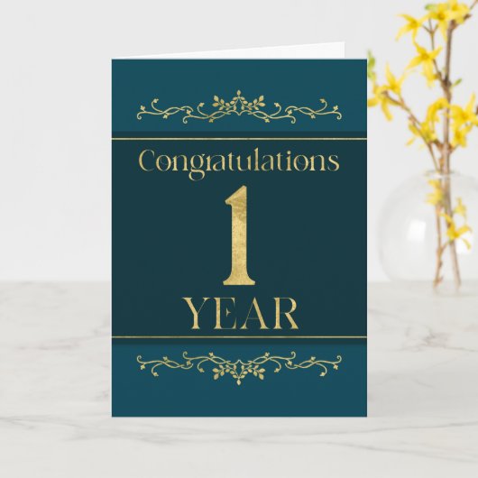 Mitarbeiter 1. Jubiläum Stilvolles formales Elegan Karte (Gelbe Blume)