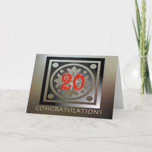 Mitarbeiter 20 Jahre Jubiläum Elegant Golden Red Karte