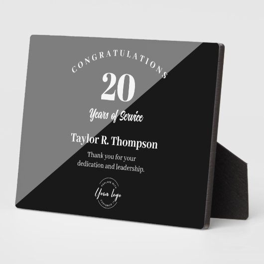 Mitarbeiter 20 Jahre Service Custom Logo Fotoplatte (Seite)