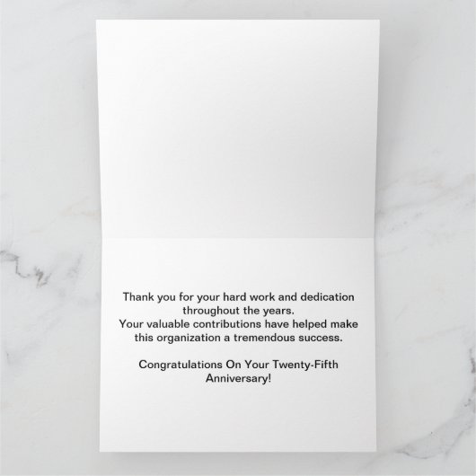 Mitarbeiter 25 Jahre Jubiläum Elegant Golden Karte (Innenseite)