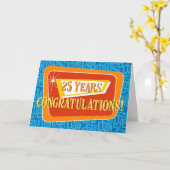 Mitarbeiter 25 Jahre Retro Blue Red Orange Karte (Gelbe Blume)