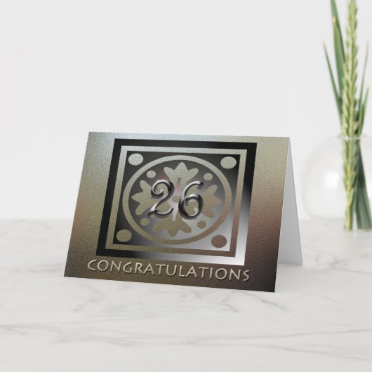 Mitarbeiter 26 Jahre Jubiläum Elegant Golden Karte (Vorderseite)