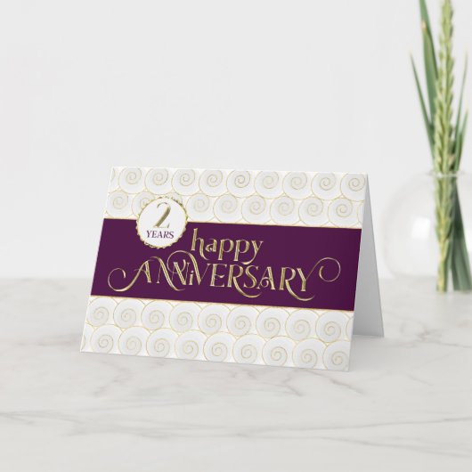 Mitarbeiter 2. Geburtstag - Prestigeus - Plum Gold Karte (Vorderseite)