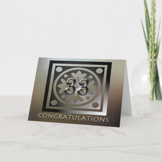 Mitarbeiter 33 Jahrestag Elegant Golden Karte (Vorderseite)