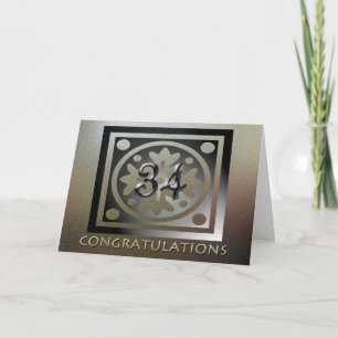 Mitarbeiter 34 Jahre Jubiläum Elegant Golden Karte