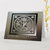 Mitarbeiter 37 Jahre Jubiläum Elegant Golden Karte (Gelbe Blume)